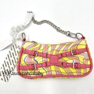 NWT Mini Urban Outfitters Pink & Yellow Plaid Faux Leather Silver Chain Handbag